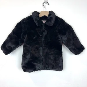 Old Navy Kleinkind Größe 3T Mädchen schwarz Kunstfell Winter Erbse Mantel Reißverschluss flauschig - Bild 1 von 7