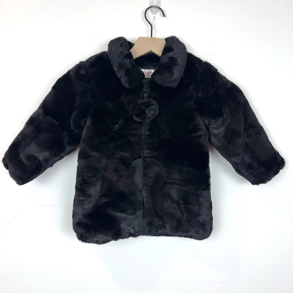 Antiguo Abrigo Azul Marino Niño Talla 3T Niña Negro Imitación Piel Invierno Guisante Cremallera Difuso Foto 1 de 4