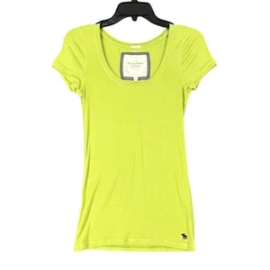 Abercrombie Fitch Womens L Stretch Scoop Neck Tee Fitted Y2K Revival Basic - Picture 1 of 9