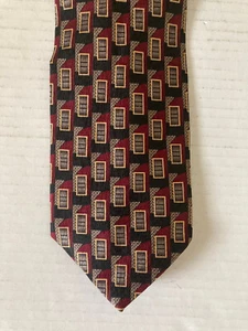 Louis Roth Men's Necktie Tie Silk Black Maroon Gray Gold Geometric Made in USA - Picture 1 of 6