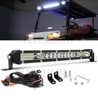 10" inch Single Row Bumper Front Led Light Bar + Wire For ATV Club Car Golf Cart - Image 1 of 4