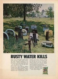 1970 Print Ad of Morton Salt Pellens farm sink pump graveyard rusty water kills - Picture 1 of 2