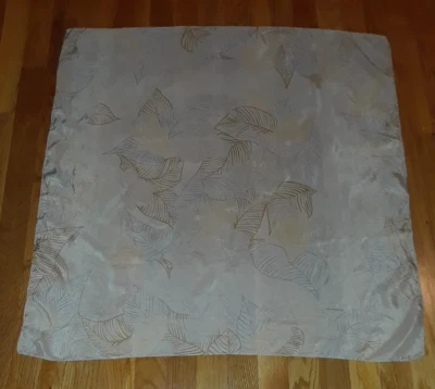 Liz Claiborne Beige Tan Gray Geometric Leaves 100% Silk Square Scarf 30" - Image 1 of 3