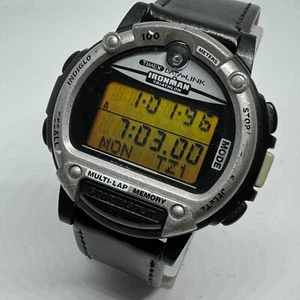 Timex Ironman Data Link Digital Watch Men Silver Black Alarm Chrono New Battery - Picture 1 of 6