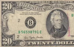 B56598791E FINE CONDITION 1977 VINTAGE TWENTY DOLLAR NOTE - Picture 1 of 3
