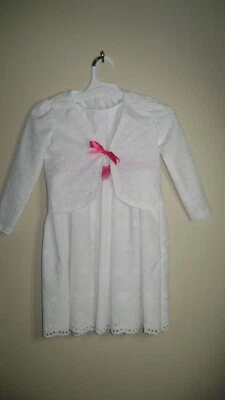 Girls size 5 white dress with doll dress and fabric picture frame - Image 1 of 4
