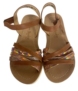 Sandalias Cynthia Rowley Marrón Holográficas Brillo Tirantes Talla 1 Niñas Niños - Imagen 1 de 7