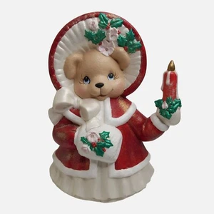 Vintage Ceramic Christmas Caroling Teddy Bear 14" Tall Hand painted Candle Holly - Picture 1 of 13