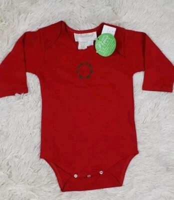 Strasburg Talla Recién Nacido Bordado Navidad Una Pieza Rojo Pima Algodón Vacaciones Foto 1 de 4
