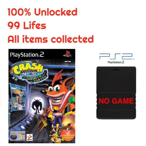 Crash Bandicoot The Wrath Of Cortex Save PS2 Memory Card Unlocked 100% Completed - Image 1 of 1