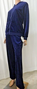 NWT ALLISON & ZOE sz LG (Bust44) NAVY BLUE VELOUR SWEATS JACKET PANTS TRACKSUIT - Picture 1 of 12