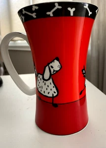 Taza de porcelana Konitz Alemania, perros manchados persiguiendo gatos, 10 oz - Imagen 1 de 6