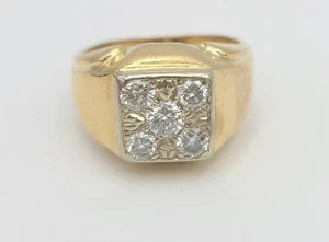k993 Stylish Men's 14kt Yellow Gold Diamond Statement Ring - Picture 1 of 7