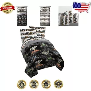 Monster Jam 4-Piece Twin Bed Set with Comforter & Sheets - Cool Grave Digger ... - Picture 1 of 8