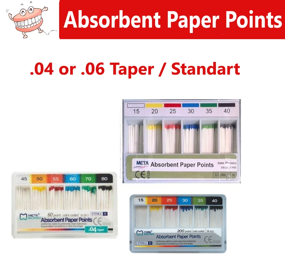 Dental Absorbent Paper Points Special Taper .04 or .06, Sizes #15-#80 Cell Pack - Image 1 of 1