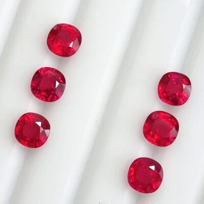 6.3mm Cushion 1Piece Natural Red Mozambique Ruby Loose Gemstone AAA Grade - Image 1 of 4