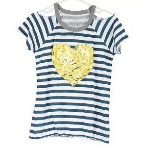 Chaser Juniors' Striped Cold Shoulder Tee $62, Medium, Navy / White - Picture 1 of 3