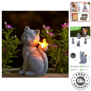 Beautifully Crafted Solar Cat Statue for Inspirational Patio and Garden Decor - Picture 1 of 8