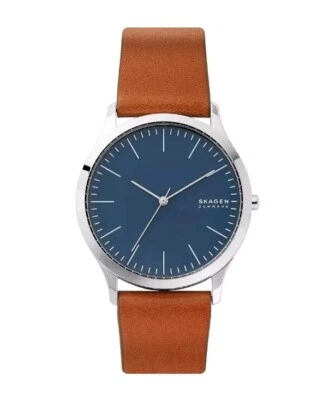Кварцевые аналоговые кожаные часы Skagen Jorn серебристые/синие SKW6546 - Изображение 1 из 4