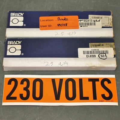 (50) Brady Conduit and Voltage Marker 44108, 230V, 9" x 2-1/4", Label, Orange - Image 1 of 4
