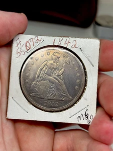 1842 P Seated Liberty Silver Dollar $ XF - AU Toned Problem Free ! - Picture 1 of 4