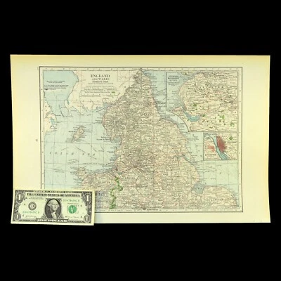 Mapa del norte de Inglaterra del norte arte de pared GRANDE original Liverpool Gales Foto 1 de 4