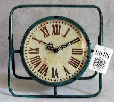 RELOJ DE METAL NÁUTICO ENVEJECIDO AZUL CLARO CUADRADO LUCIÉRNAGO CUADRADO  Foto 1 de 3