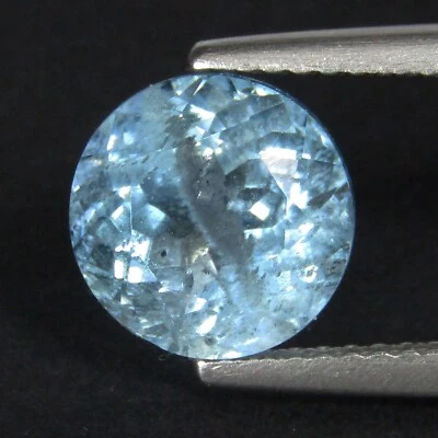Gema suelta de forma redonda de aguamarina sin calentar color azul natural macizo de 2,79 quilates Foto 1 de 4
