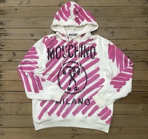 Felpa con cappuccio Moschino taglia 4 unisex made in Italy Y2K anni 2000 felpa tasche - Foto 1 di 13