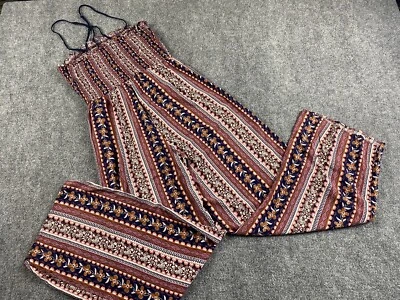 Band of Gypsies B.O.G Women’s Viscose Jumpsuit Size XL Boho Floral Pink Burgundy Foto 1 de 4