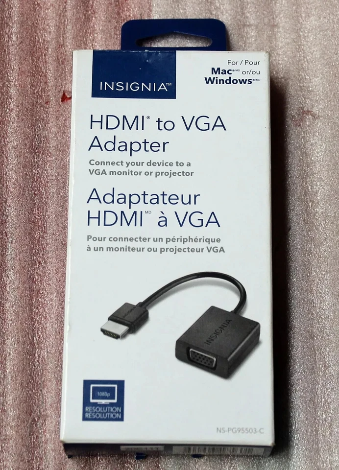 ADAPTADOR INSIGNIA HDMI A VGA RESOLUCIÓN 1080O (NEGRO) - NS-PG95503-C Foto 1 de 1