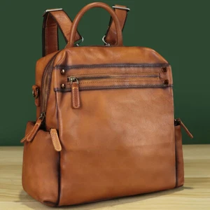 Genuine Leather Backpack Purse for Women Vintage Daypack Knapsack Shoulder Bag - Picture 1 of 12