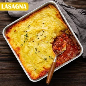 Teglia per Torte Quadrata 8x8 Pollici, Teglia da Forno in Acciaio Inox per Brownies Lasagne NUOVA - Foto 1 di 7