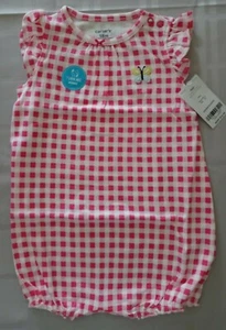 Carter's Baby Girl One Piece Frog on Butt Checkered Romper/NWT/Size 18 Months - Picture 1 of 6