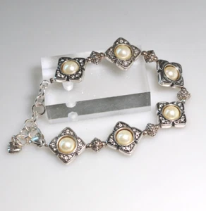 Brighton Armband silberfarben Kunstperlen Strass wendbar R11 - Bild 1 von 10