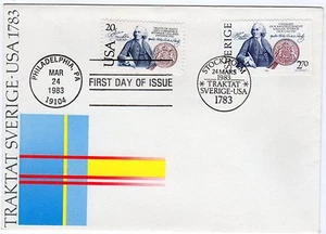 FDC 1983 Friendship Treaty US Sweden joint issue Cover with Announcement 1453 | - Picture 1 of 3
