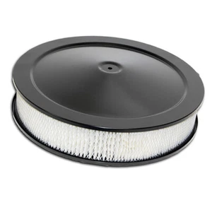 14 Inch Black Round Air Cleaner Set Recessed Base For 5-1/8 Inch Carburetor Neck - Picture 1 of 1