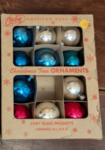 De colección 11 Diferentes Bolas de Vidrio Adornos de Navidad en Caja Coby MCM Polonia EE. UU. - Imagen 1 de 6