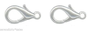 50 Silver Plated Lobster Clasps ~ 20mm 3/4" length Brass (Nickel-free) Findings - Picture 1 of 1