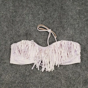 Abercrombie & Fitch Bikini Top Womens M Medium Purple Floral Fringes Swimwear - Picture 1 of 10
