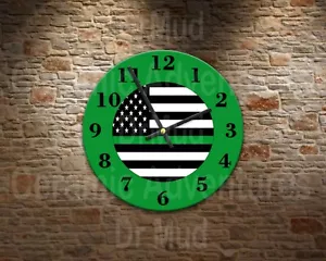 Thin Green Line Wall Clock with battery Cool Metal 8 - Picture 1 of 1