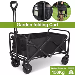 Heavy Duty Collapsible Wagon Cart Outdoor Folding Utility Camping Garden Wheels - Picture 1 of 13