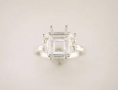 Eight Prong Square Solitaire Ring Setting Sterling Silver - Image 1 of 3