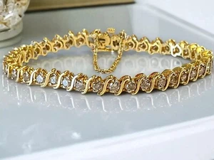 14K Gelbgold Finish 5Ct Rundschliff Lab Created Damen Tennis Armband - Bild 1 von 5