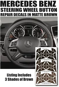 Calcomanías de reparación de botones para volante marrón para Mercedes Benz SLK 230 GLK 350 - Imagen 1 de 1