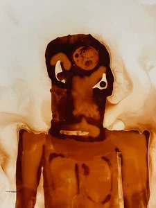 Tonito Original Painting.THINKING of You.Unique Organic face. Otherworldly art - Picture 1 of 3