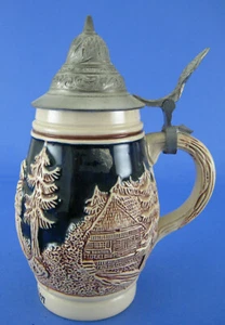Taza de cerveza King Stein Tankard Mill Schwarzwald St Blasian tapa de peltre Alemania - Imagen 1 de 5
