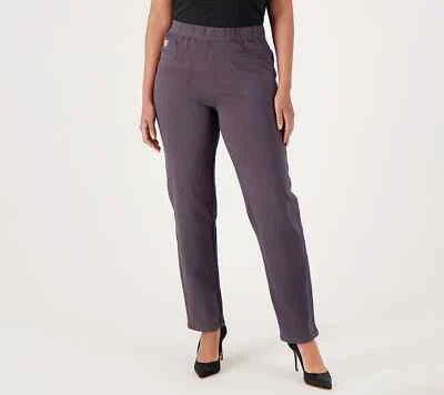 Quacker Factory DreamJeannes Short Straight-Leg Pull-On Pants Grey 3XP A461765 - Image 1 of 2