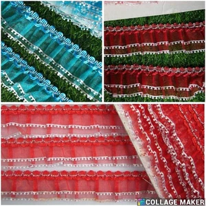 Spitze borte Nichtelastisch 4cm breit Rot, Hell blau, Maroon - Bild 1 von 9