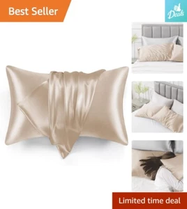 Silky Satin Pillowcase for Hair & Skin - King Size - Set of 2 - Camel Taupe - Picture 1 of 9